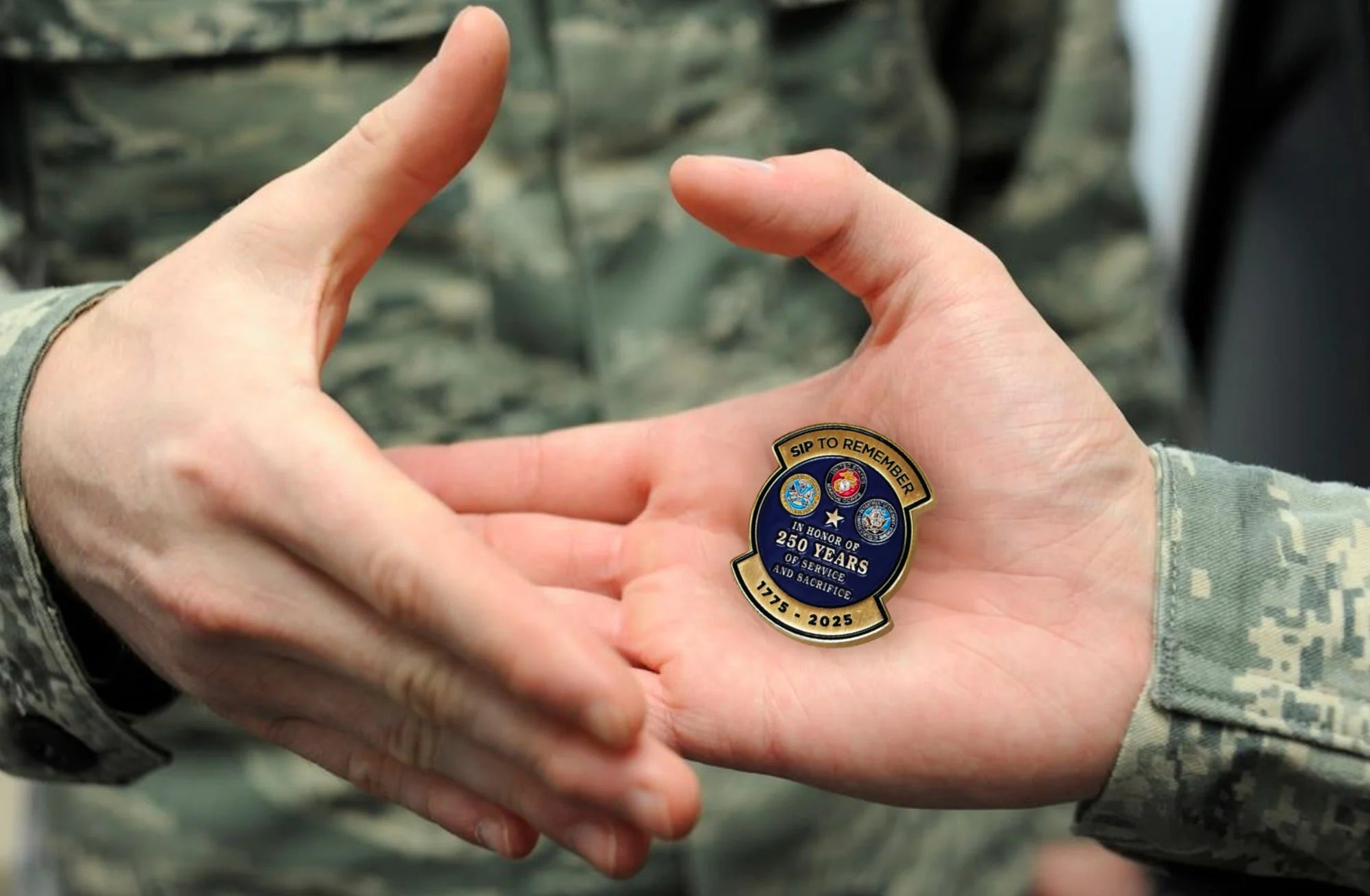 Limited Edition Challenge Coin - US Military 250th Anniversary - Army, Navy & Marine Corps